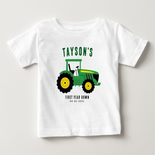 T-shirt Pour Bébé Étoile de votre tracteur 1er anniversaire | Thème  (Devant)