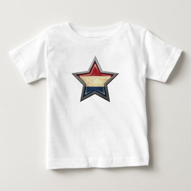 T-shirt Pour Bébé Étoile néerlandaise de drapeau (Devant)