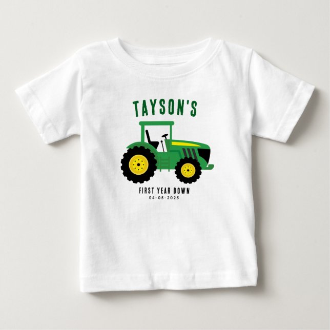 T-shirt Pour Bébé Étoile pour le 1er anniversaire de votre tracteur  (Devant)