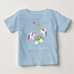 T-shirt Pour Bébé Étoiles d'arc-en-ciel de licorne. Pièce en t de