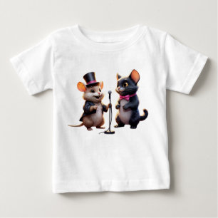 T-shirt Pour Bébé Étoiles d'étape : Adorable souris et chats chanter