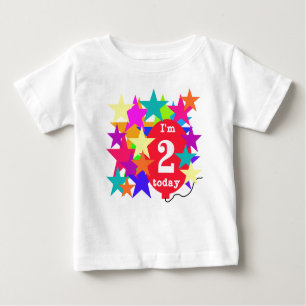 T-shirt Pour Bébé Étoiles et anniversaire de ballon 2ème