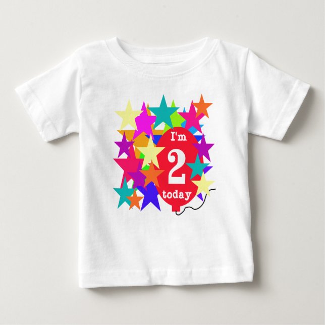 T-shirt Pour Bébé Étoiles et anniversaire de ballon 2ème (Devant)