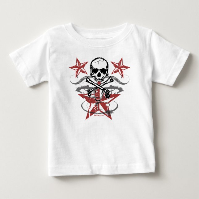 T-shirt Pour Bébé Étoiles et crâne K (Devant)