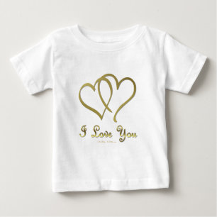 T-shirt Pour Bébé Eventré Gold Hearts i Love You
