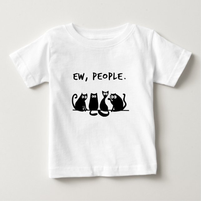 T-shirt Pour Bébé Ew Les Gens Sont Drôles, Chats Noirs Meowy  (Devant)