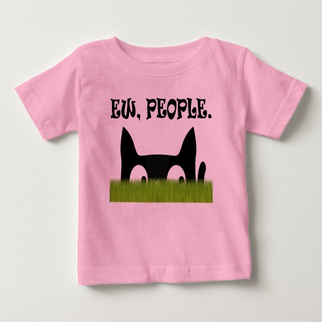 T-shirt Pour Bébé Ew Personnes Drôle Chat Vert Herbe Baby Chemise (Devant)