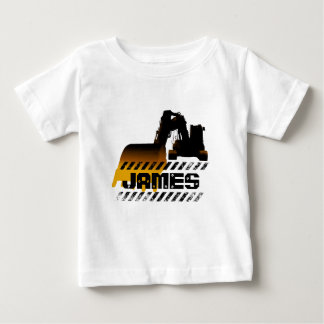 T-shirt Pour Bébé Excavateur Ajouter Votre Nom Construction Boy