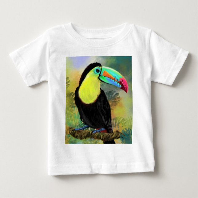 T-shirt Pour Bébé Exotique Tropical Toco Toucan Bird - Peinture Mign (Devant)
