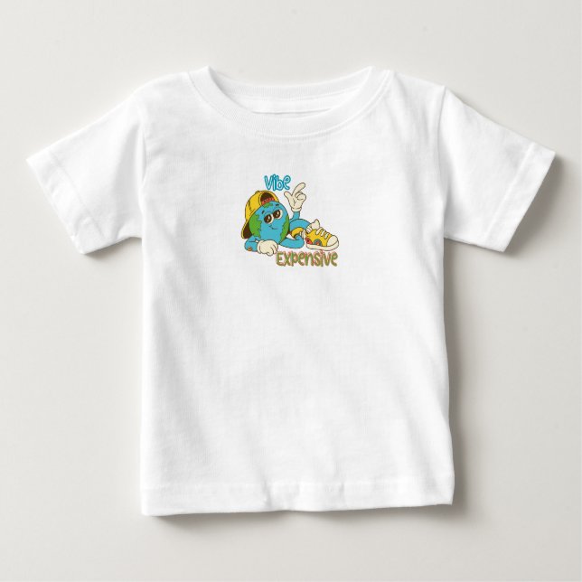 T-shirt Pour Bébé Expensive Vibe – Cool Retro Earth Character Design (Devant)