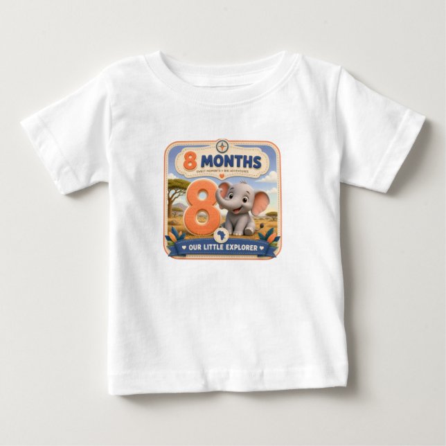 T-shirt Pour Bébé Explorateur de jalons bébé de 7 mois (Devant)