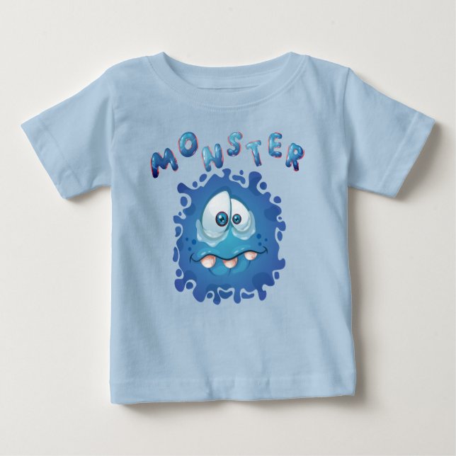 T-shirt Pour Bébé Expressions amusantes Triste Visage Monstre Bleu (Devant)