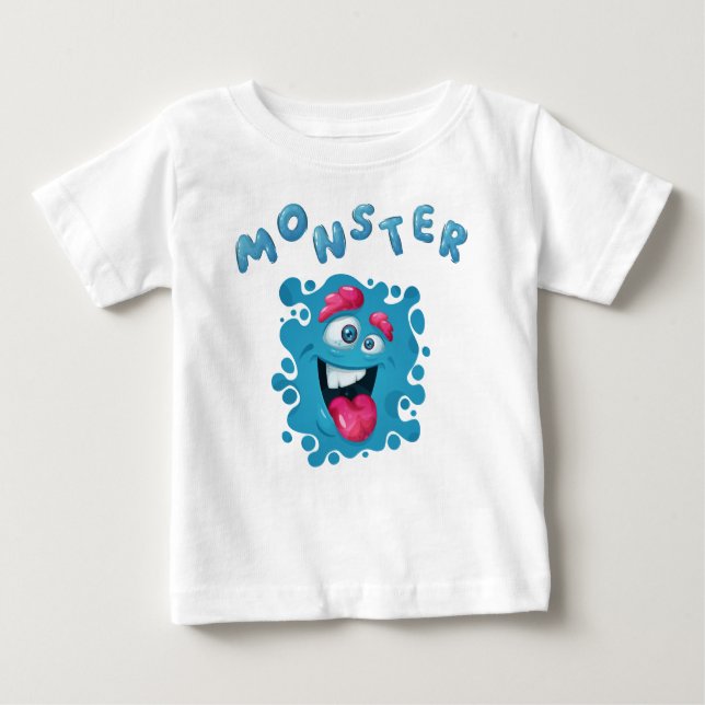T-shirt Pour Bébé Expressions d'horreur Fantastiques Monstre Visages (Devant)