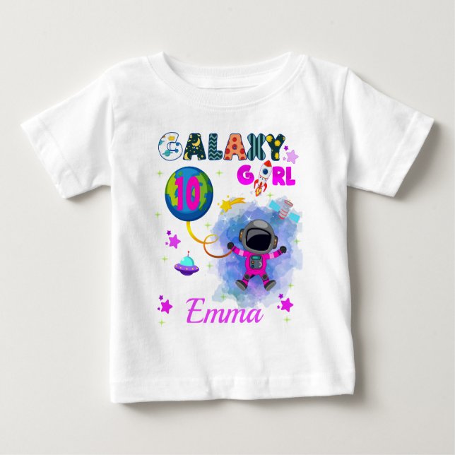 T-shirt Pour Bébé Extérieur Espace Galaxie Fille fête d'anniversaire (Devant)
