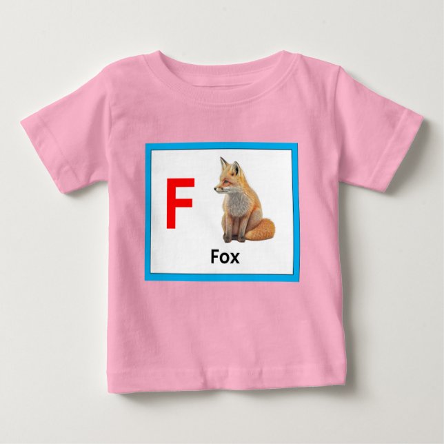 T-shirt Pour Bébé F est pour Fox (Devant)