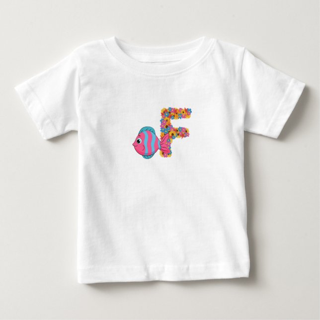 T-shirt Pour Bébé F pour poisson (Devant)