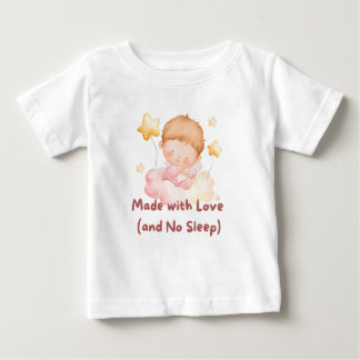 T-shirt Pour Bébé 👶 "Fabriqué avec amour (et sans sommeil)" 💕