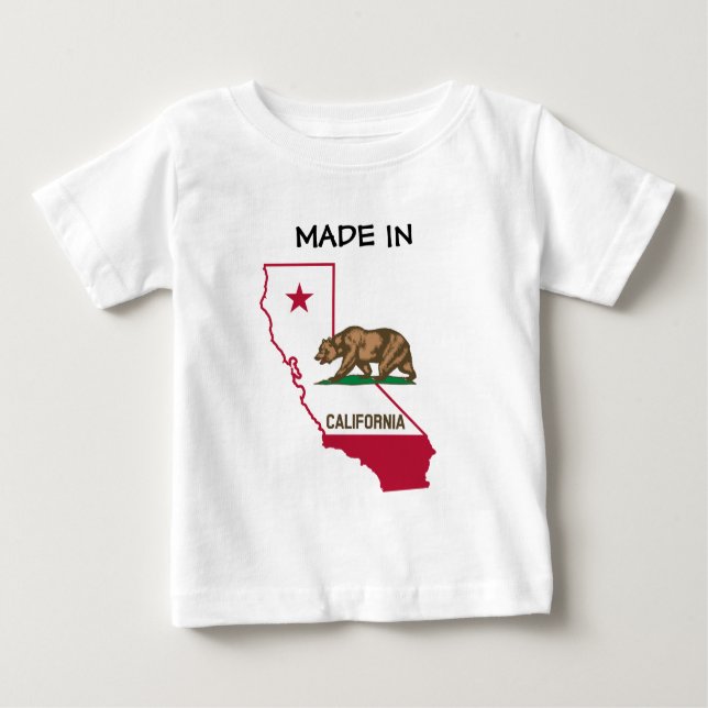 T-shirt Pour Bébé Fabriqué en Californie - Silhouette et drapeau (Devant)