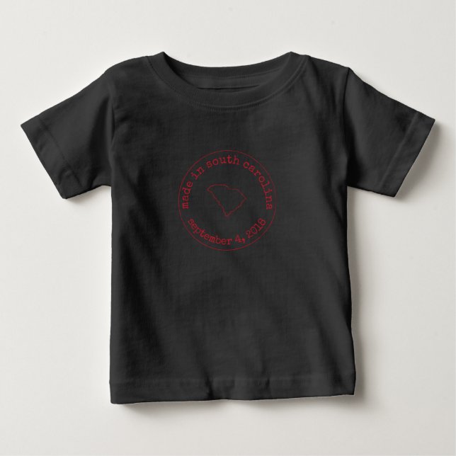 T-shirt Pour Bébé Fabriqué en Caroline du Sud Timbre d'approbation (Devant)