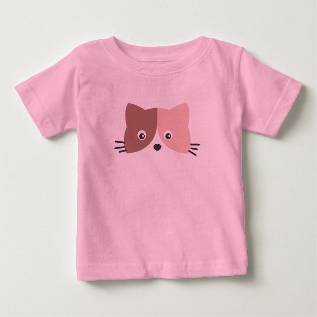 T-shirt Pour Bébé Face de chat mignonne (Devant)