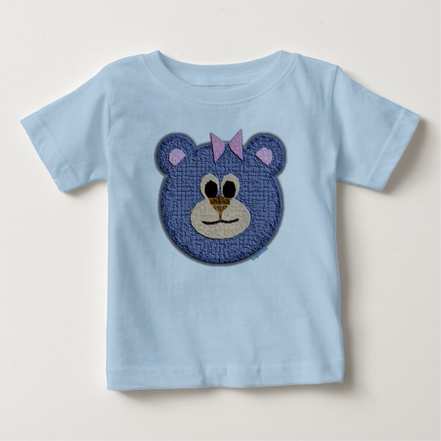 T-shirt Pour Bébé Face de l'ours en peluche (arc rose) (Devant)