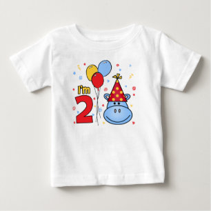 T-shirt Pour Bébé Face Hippo bleu 2e anniversaire