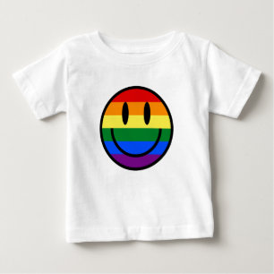 T-shirt Pour Bébé Face souriante arc-en-ciel