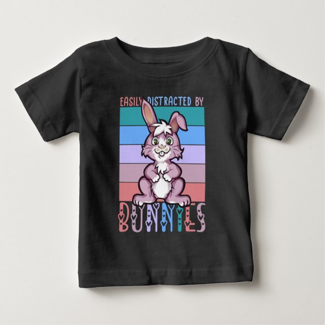 T-shirt Pour Bébé Facilement distrait par Bunnies Cute Bunny Lover (Devant)