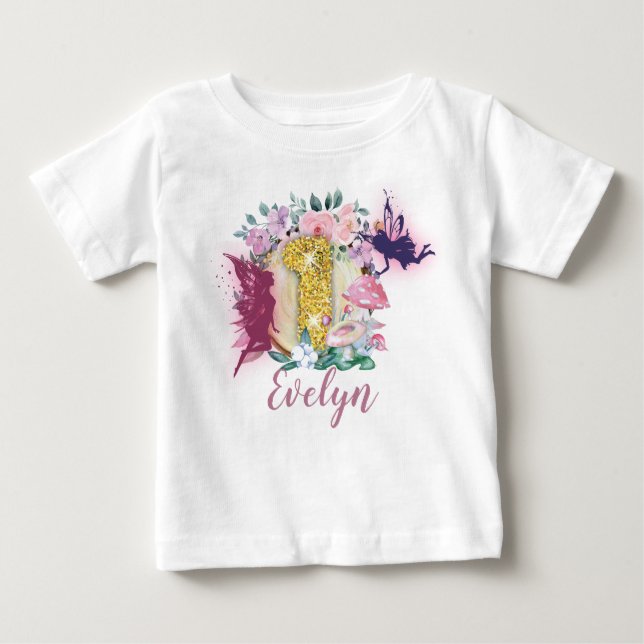 T-shirt Pour Bébé Fairy Birthday 1er Birthday Shirt (Devant)