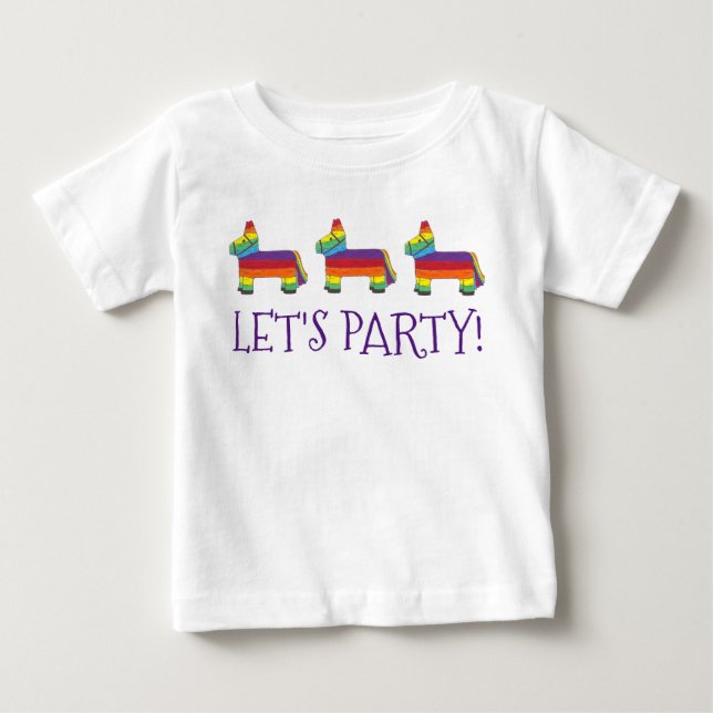 T-shirt Pour Bébé Faisons la fête ! Rainbow Baby Anniversaire Fiesta (Devant)
