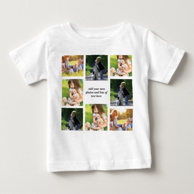T-shirt Pour Bébé Faites votre propre collage photo et texte (Devant)