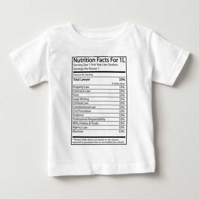 T-shirt Pour Bébé Faits de nutrition pour 1L (Devant)
