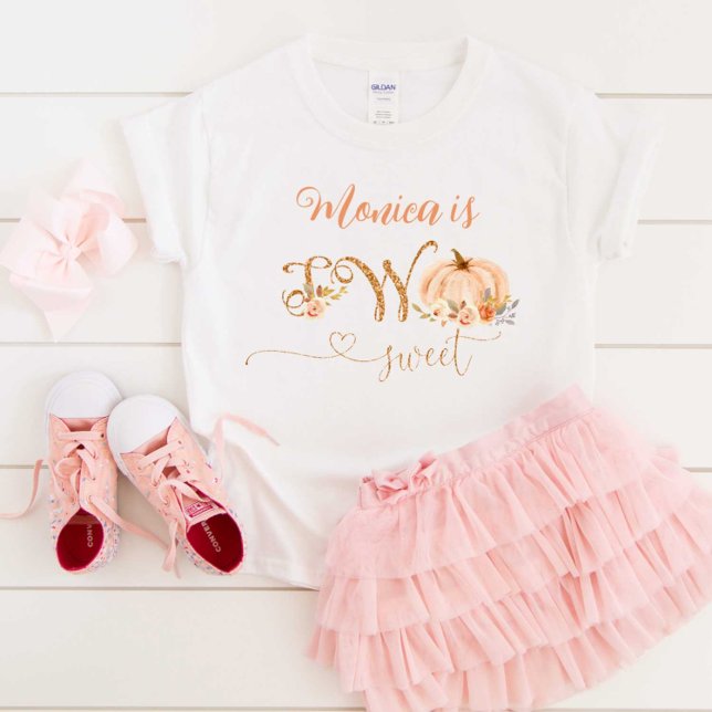 T-shirt Pour Bébé Fall Sweet petit citrouille deux doux 2e anniversa (Créateur téléchargé)