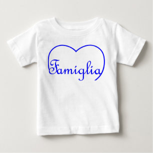 T-shirt Pour Bébé Famiglia Italien Coeur familial Bleu