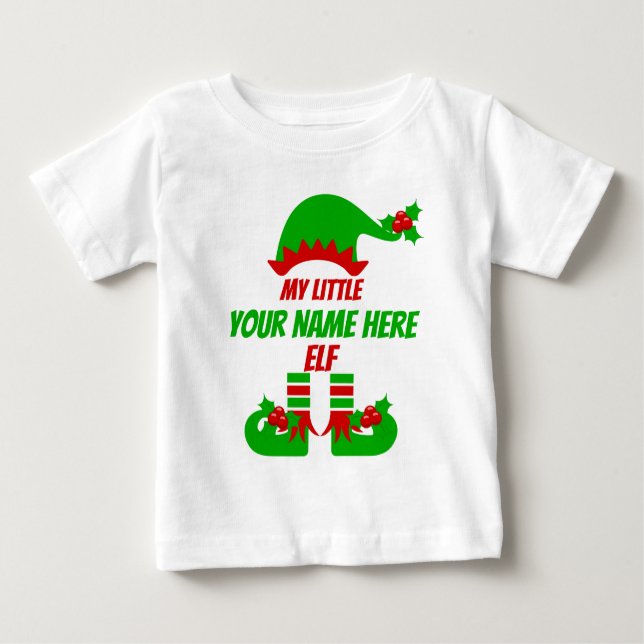 T-shirt Pour Bébé Famille de elfes de Noël personnalisable (Devant)