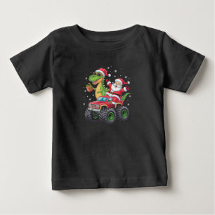 T-shirt Pour Bébé Famille de Noël assortie Santa Camion Dinosaure 