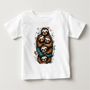 T-shirt Pour Bébé Famille de paresseux mignonne empilée – Dessin hum