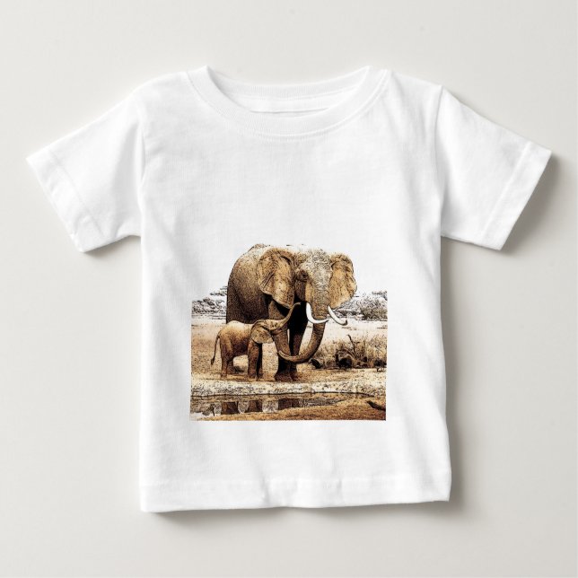 T-shirt Pour Bébé Famille des éléphants (Devant)