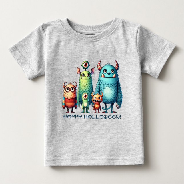 T-shirt Pour Bébé Famille Monster - Happy Halloween ! (Devant)