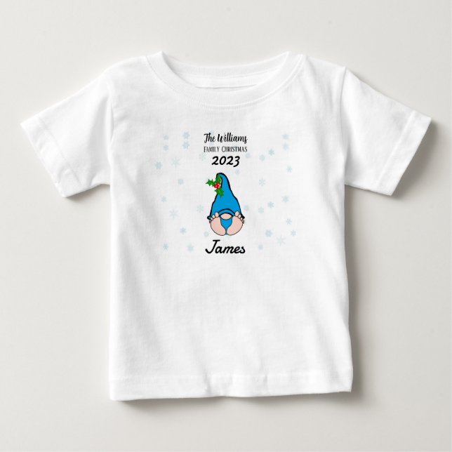 T-shirt Pour Bébé Famille Personnalisée Baby Boy Gnome (Devant)