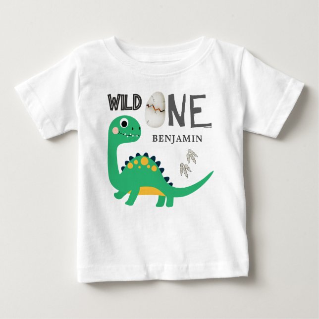 T-shirt Pour Bébé FAMILLE PERSONNALISÉE UN Dinosaure Premier anniver (Devant)