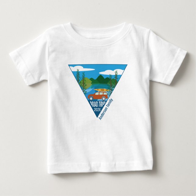 T-shirt Pour Bébé Famille personnalisée Voyage de route dans la mont (Devant)