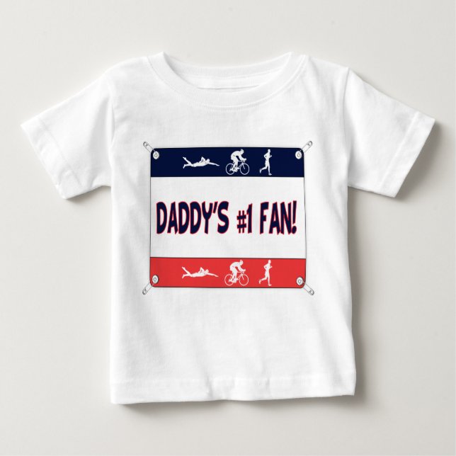 T-shirt Pour Bébé Fan du #1 du papa de triathlon (Devant)