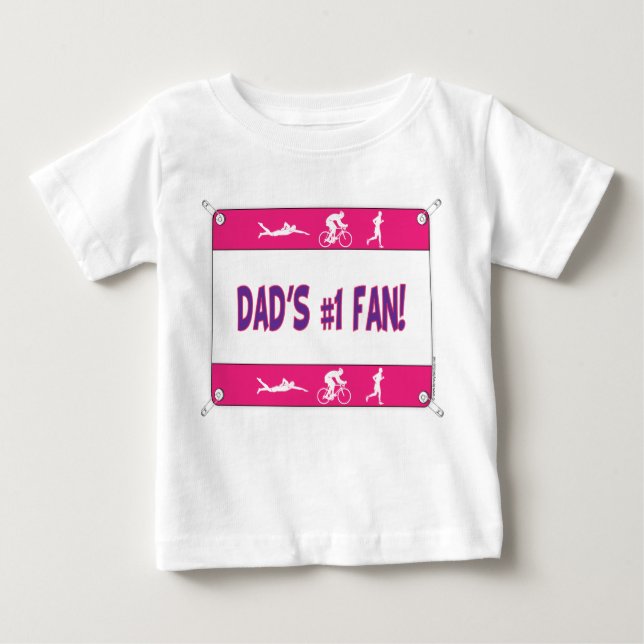 T-shirt Pour Bébé Fan du #1 du papa de triathlon (Devant)