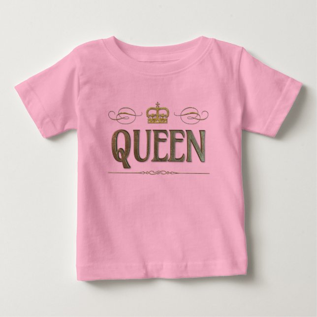 T-shirt Pour Bébé Fancy Queen Letters - Grand Médiéval Couronne Roya (Devant)