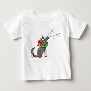 T-shirt Pour Bébé Fantaisie Loup Noël Joyeux Howlidays Holiday