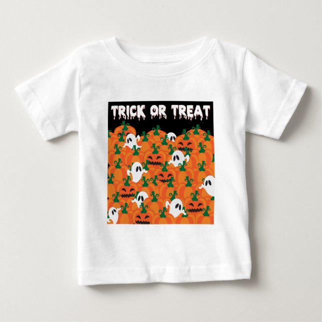 T-shirt Pour Bébé Fantômes d'Halloween Patch de citrouille hantée (Devant)