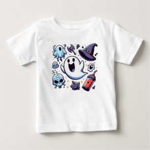T-shirt Pour Bébé Fantômes heureux et Halloween amusant et effrayant