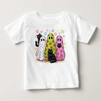 T-shirt Pour Bébé Fantômes mignons et chats noirs