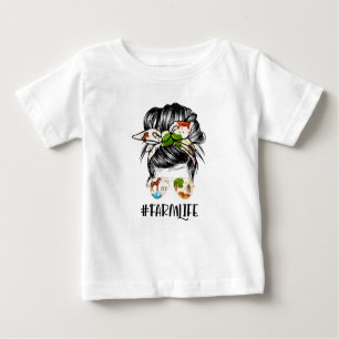 T-shirt Pour Bébé Farm Life Messy Hair Bun Girl
